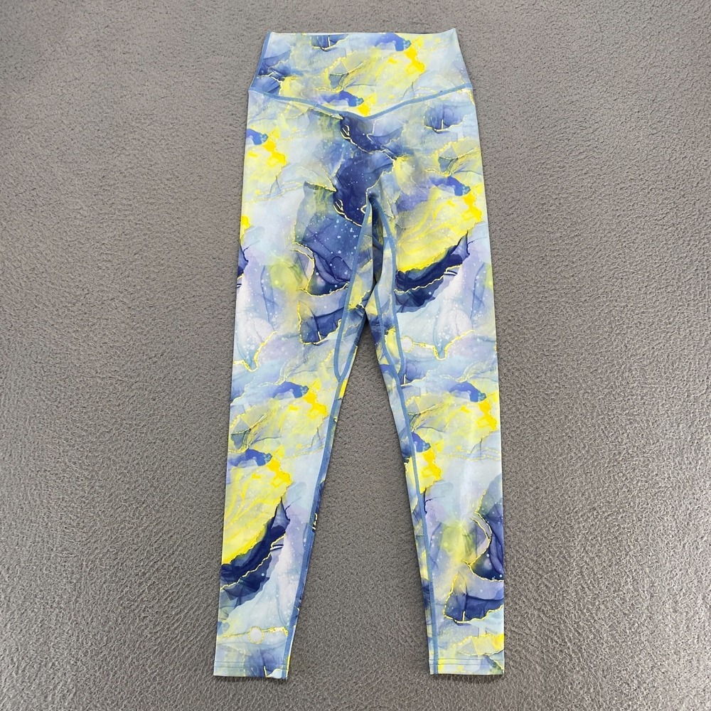 Vitality Leggings Womens Small Balance Athletica Ascend Pants Floral 7/8 Blue